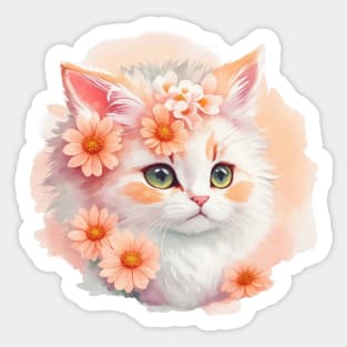 Enchanting Feline Fantasy: Ragamuffin and Floral Delight Sticker